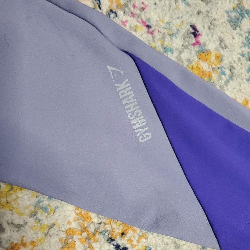 Gymshark Womens Leggings Size M Gray Purple Athletic With Pockets and Logo - Picture 6 of 6